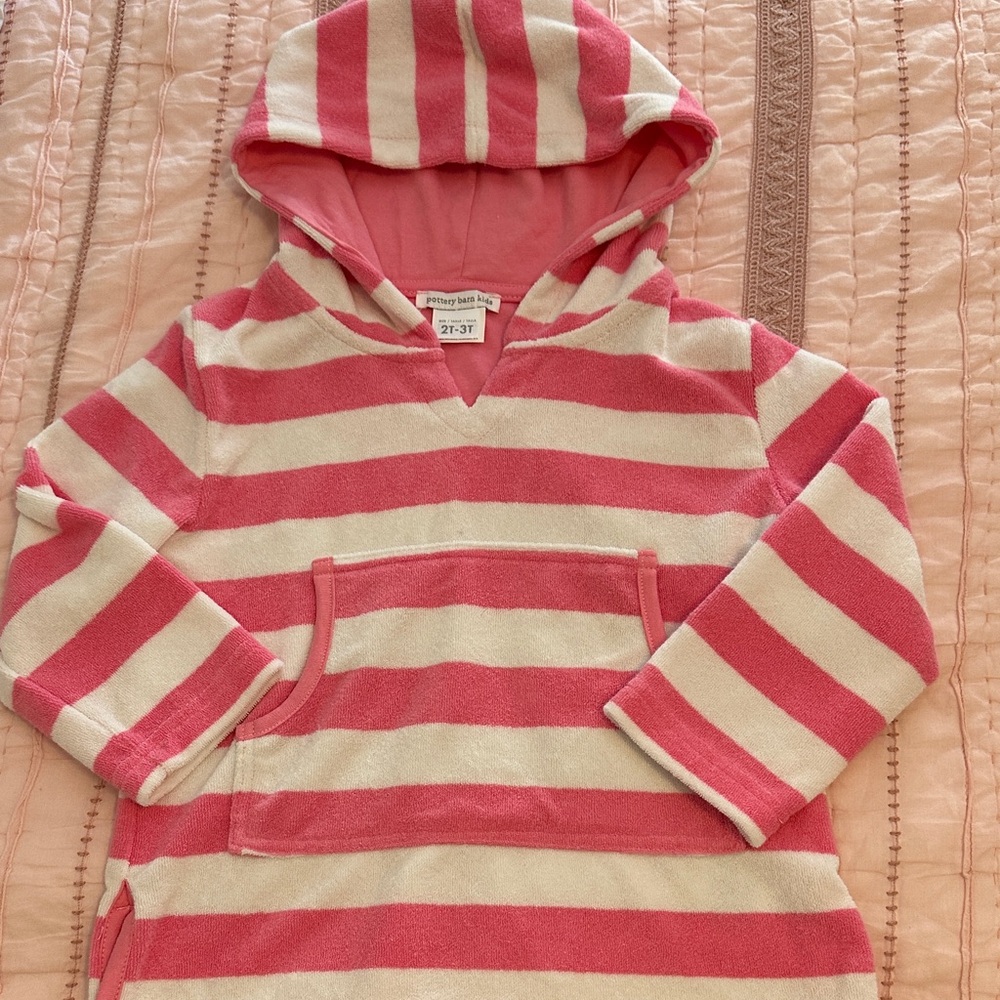 Pottery Barn Kids Pink and White Striped Swim Coverup